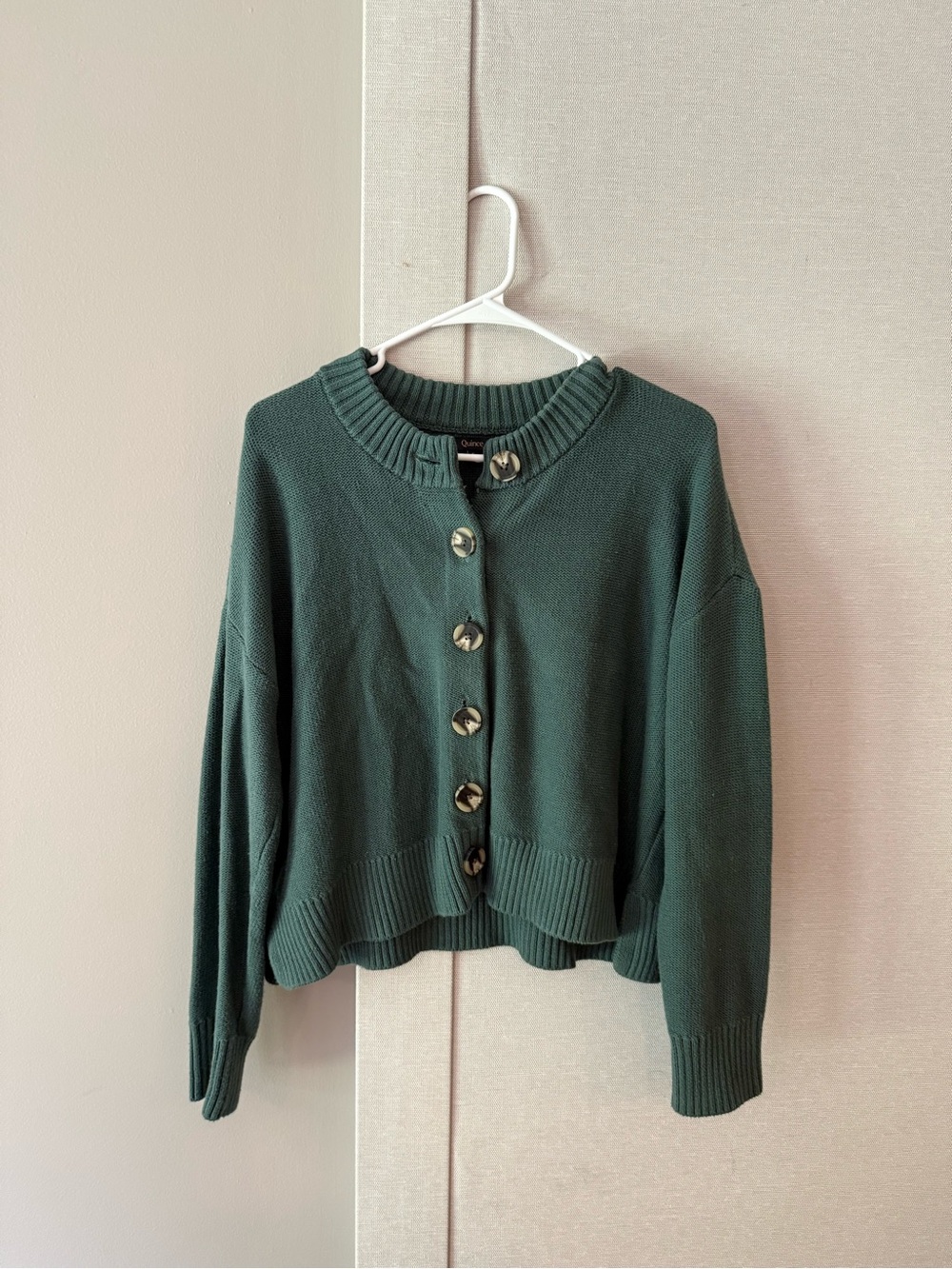 Quince Dark Green Button-Front Women's Cardigan